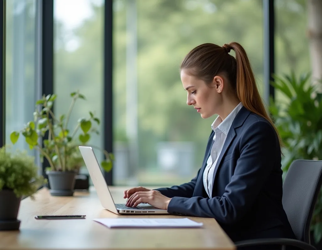 Environmental consultant working in modern office